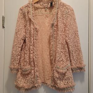 Elegant Pink Lace Women's Jacket